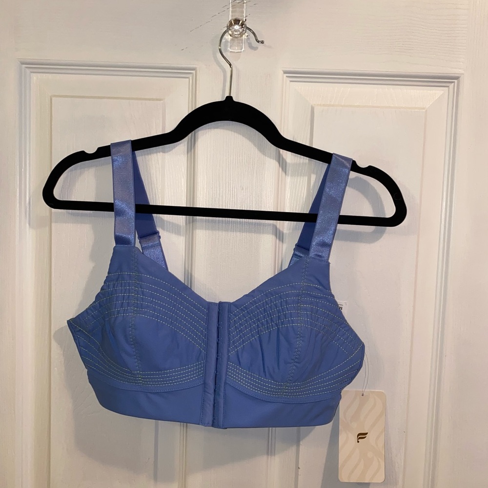 M blue/yellow fabletics sports bra
